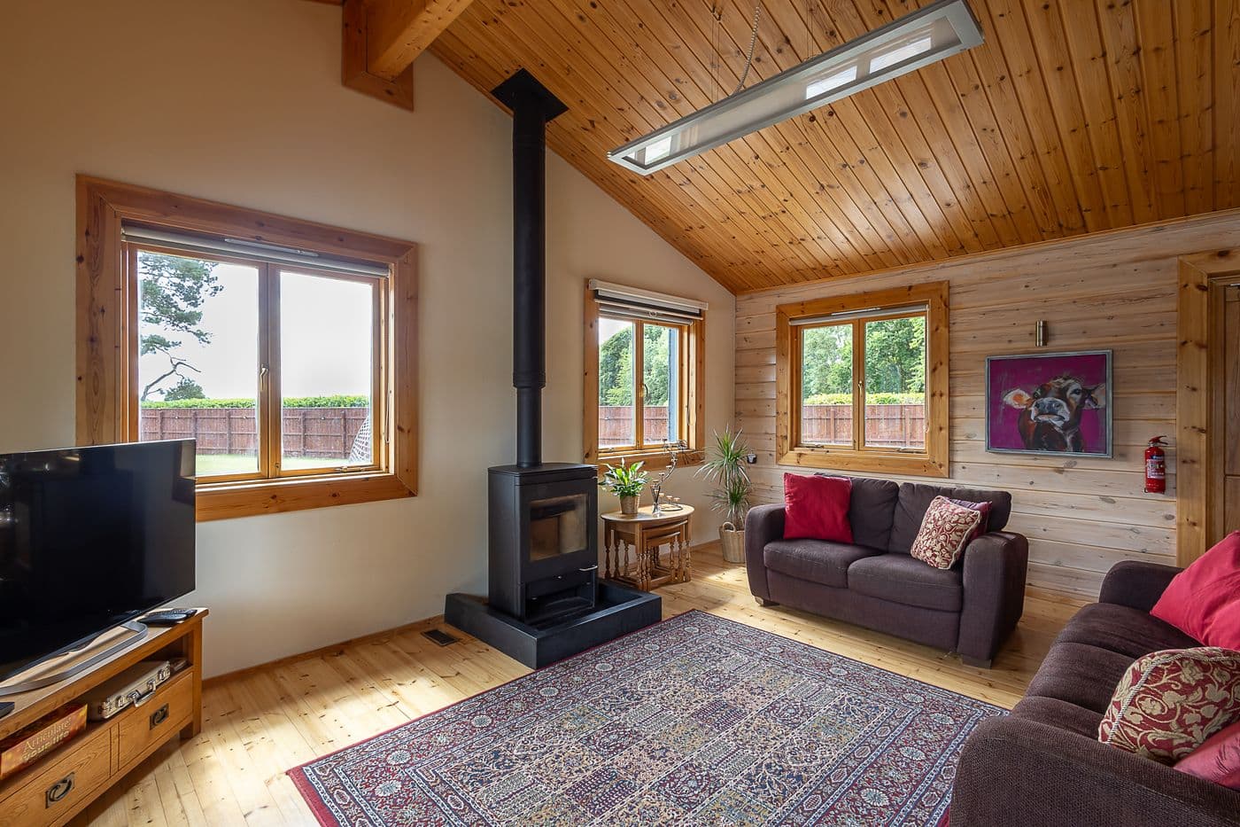 The lounge with log burner